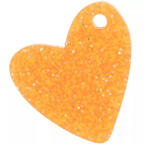 Zecchino a cuore in acrilico da 12 mm - Arancione Brillantini x1