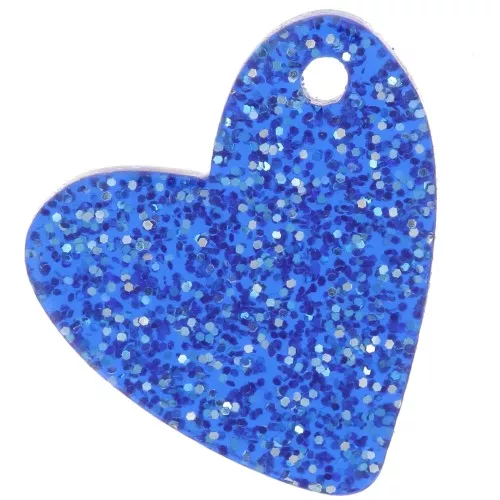 Zecchino a cuore in acrilico da 12 mm - Royal Blue Brillantini x1