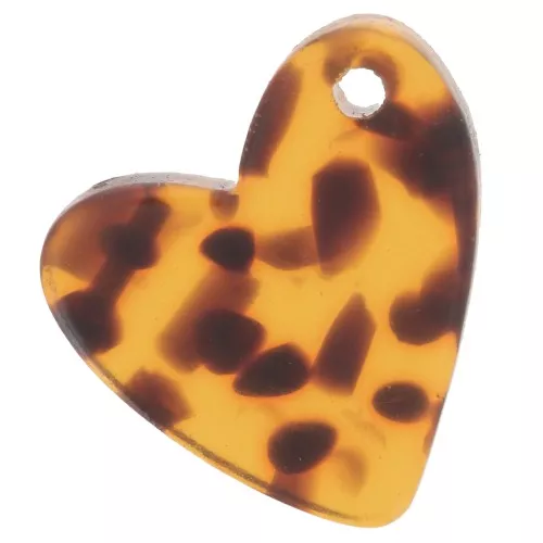 Zecchino a cuore in acetato 12 mm - Terrazzo Brown - Nero x1