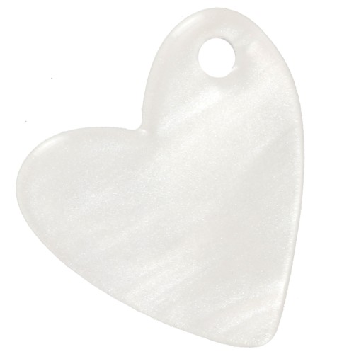 Zecchino a cuore in acrilico da 12 mm - Bianco perlato x1