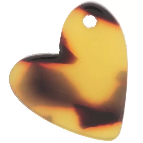 Zecchino a cuore in acetato da 12 mm - Tartaruga - Marrone - Nero x1