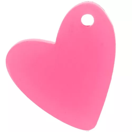 Zecchino a cuore in acrilico da 12 mm - Rosa fluorescente x1