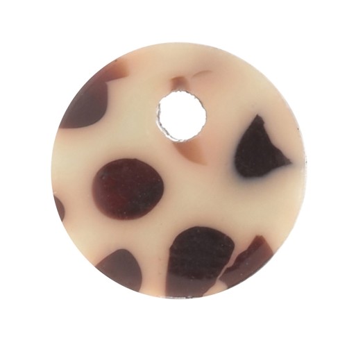 Zecchino rotondo in acetato da 7 mm - Marrone screziato - Crema x1