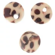 Zecchino rotondo in acetato da 7 mm - Marrone screziato - Crema x1