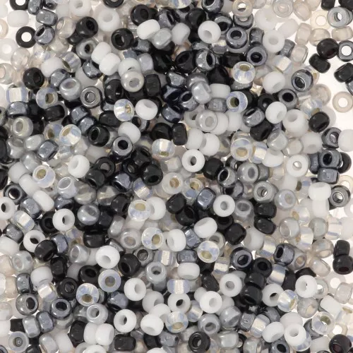 Rocaille Miyuki mix 15/0 - Bianco e nero 2 x8g