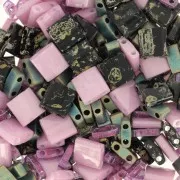 Mix di perle Miyuki - Perle Quarter - Half e Tila - Purple Galaxy x10g