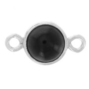 Distanziatore rotondo da 4,6 mm con cabochon di onice nero - Argento 925 x1|raw }}