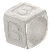 Perla cubo alfabeto 5x4 mm con foro grande - B - Argento 925 x1|raw }}