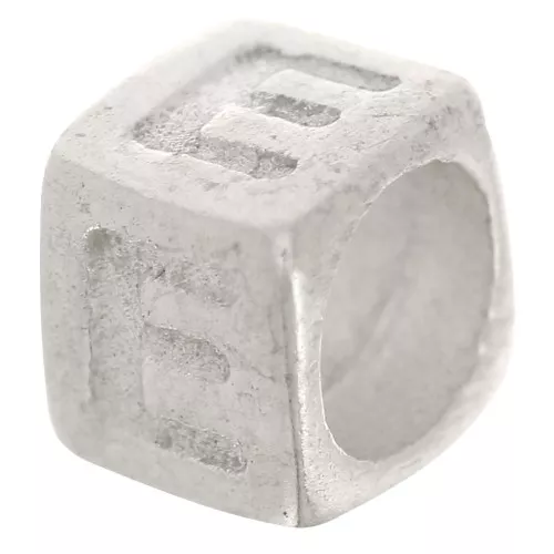 Perla cubo alfabeto 5x4 mm con foro grande - E - Argento 925 x1