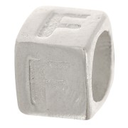 Perla cubo alfabeto 5x4 mm con foro grande - F - Argento 925 x1|raw }}