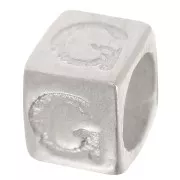 Perla cubo alfabeto 5x4 mm con foro grande - G - Argento 925 x1