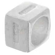 Perla cubo alfabeto 5x4 mm con foro grande - I - Argento 925 x1