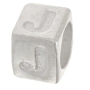 Perla cubo alfabeto 5x4 mm con foro grande - J - Argento 925 x1|raw }}