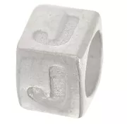 Perla cubo alfabeto 5x4 mm con foro grande - J - Argento 925 x1