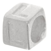 Perla cubo alfabeto 5x4 mm con foro grande - L - Argento 925 x1|raw }}