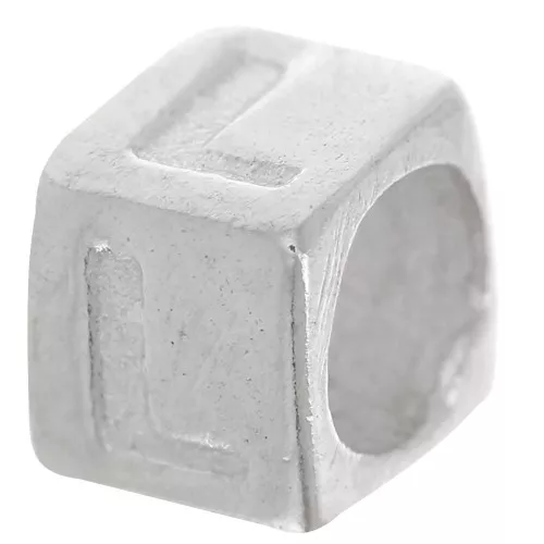 Perla cubo alfabeto 5x4 mm con foro grande - L - Argento 925 x1