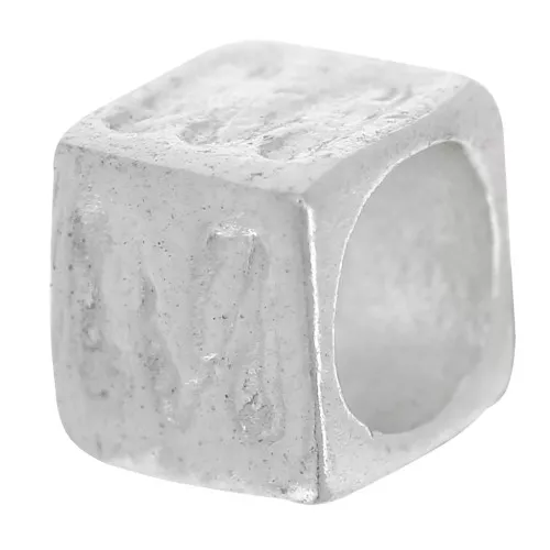 Perla cubo alfabeto 5x4 mm con foro grande - M - Argento 925 x1