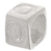 Perla cubo alfabeto 5x4 mm con foro grande - O - Argento 925 x1|raw }}