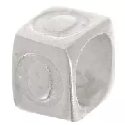 Perla cubo alfabeto 5x4 mm con foro grande - O - Argento 925 x1