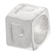 Perla cubo alfabeto 5x4 mm con foro grande - P - Argento 925 x1|raw }}