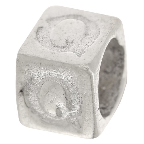 Perla cubo alfabeto 5x4 mm con foro grande - Q - Argento 925 x1