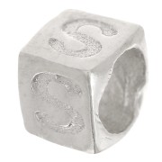 Perla cubo alfabeto 5x4 mm con foro grande - S - Argento 925 x1|raw }}