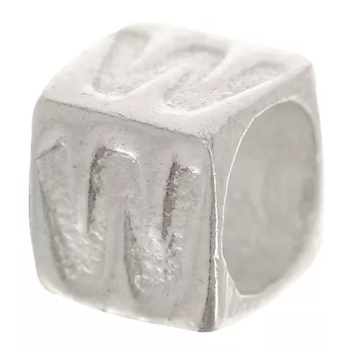Perla cubo alfabeto 5x4 mm con foro grande - W - Argento 925 x1