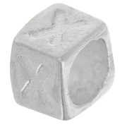 Perla cubo alfabeto 5x4 mm con foro grande - X - Argento 925 x1|raw }}