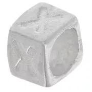 Perla cubo alfabeto 5x4 mm con foro grande - X - Argento 925 x1