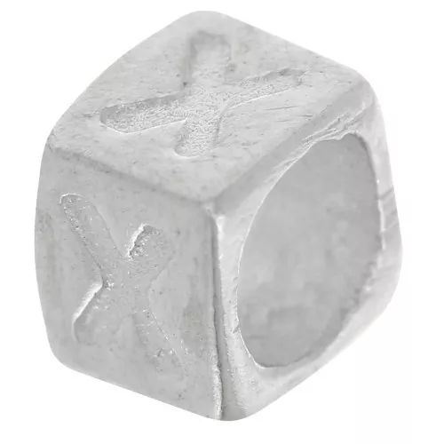 Perla cubo alfabeto 5x4 mm con foro grande - X - Argento 925 x1