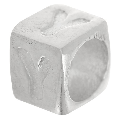 Perla cubo alfabeto 5x4 mm con foro grande - Y - Argento 925 x1