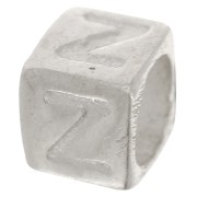 Perla cubo alfabeto 5x4 mm con foro grande - Z - Argento 925 x1|raw }}
