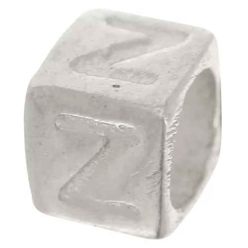 Perla cubo alfabeto 5x4 mm con foro grande - Z - Argento 925 x1