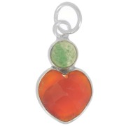 Pendente a cuore in corniola 9x9 mm con cabochon in avventurina 4 mm - Argento 925 x1|raw }}