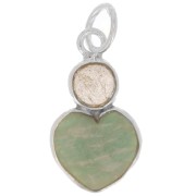 Pendente a cuore in amazzonite 9x9 mm con cabochon di labradorite 4 mm - Argento 925 x1|raw }}