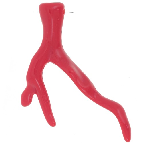 Pendente corallo in resina opaca 47x32 mm - Rosso brillante x1