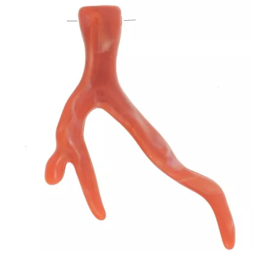 Pendente corallo in resina traslucida 47x32 mm - Corallo arancione x1