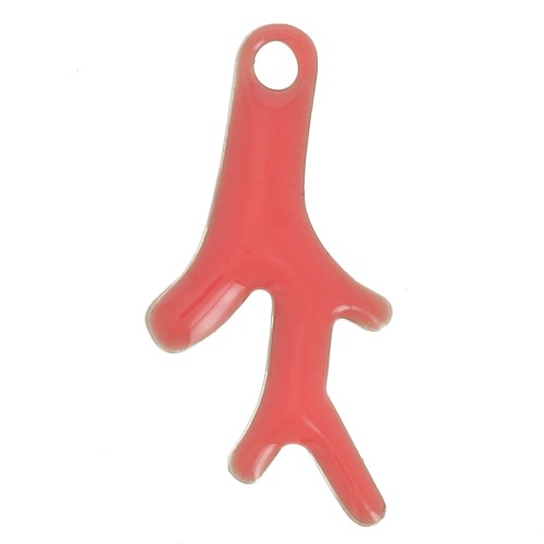 Ciondoli in corallo 16x8 mm in resina epossidica - Corallo rosa x6