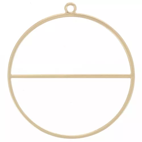 Pendente a forma di cerchio con barra orizzontale - anello di tessitura - 38 mm - Dorato x1
