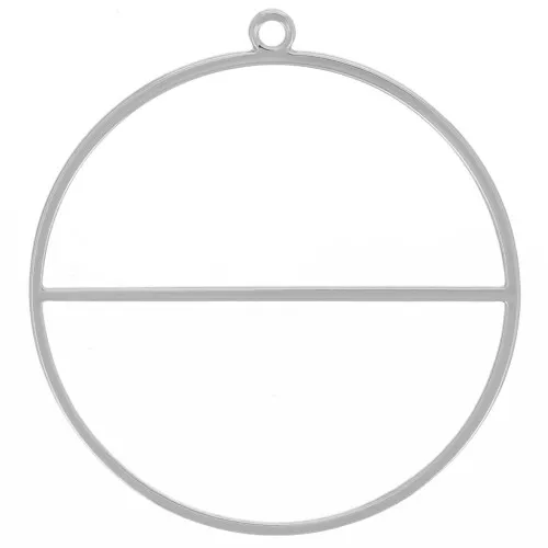 Pendente a forma di cerchio con barra orizzontale - anello di tessitura - 38 mm - Argento x1