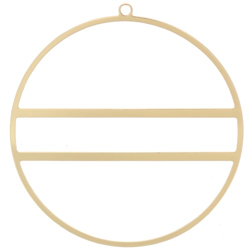 Pendente a forma di cerchio con due barre orizzontali - 43 mm - Dorato x1