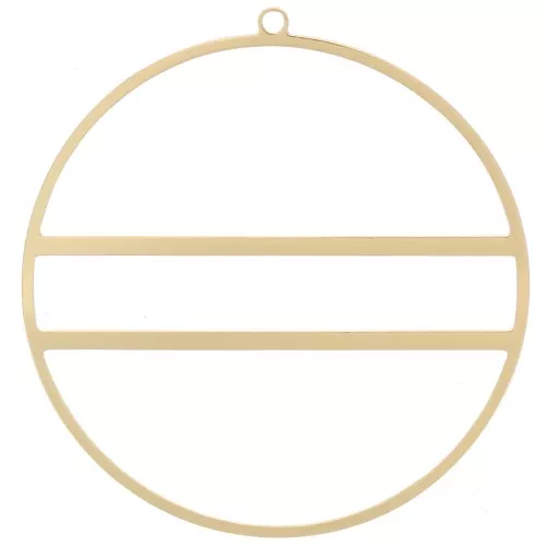 Pendente a forma di cerchio con due barre orizzontali - 43 mm - Dorato x1