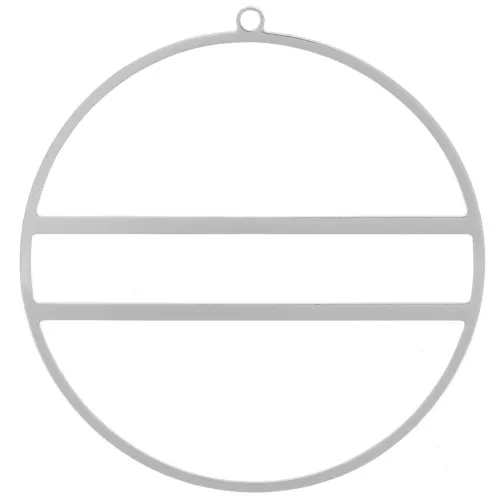 Pendente a forma di cerchio con due barre orizzontali - 43 mm - Argento x1