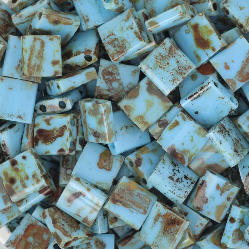 Perline Miyuki Tila 5x5x1,9 mm TL-4514 - Blu turchese opaco Picasso confezione da 100g