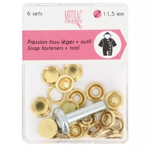 Perni a pressione e utensile 11,5 mm - Dorato x6