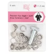 - Boutons pressions et outil de pose 11.5 mm - Argenté x6 Boutons pressions et outil de pose 11.5 mm - Argenté x6