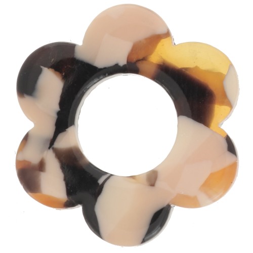 Pendente a forma di fiore in acetato da 18 mm - Tartaruga - Salmone - Marrone x1