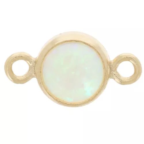 Distanziatore rotondo 4,6 mm imitazione Opale menta - Gold filled x1