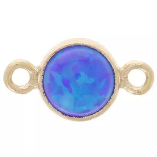 Distanziatore rotondo 4,6 mm Imitazione di opale blu reale - Gold filled x1