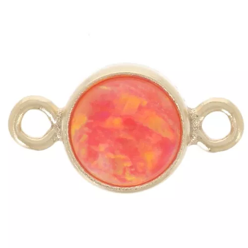 Distanziatore rotondo 4,6 mm Imitazione Opale Rossa - Gold filled x1